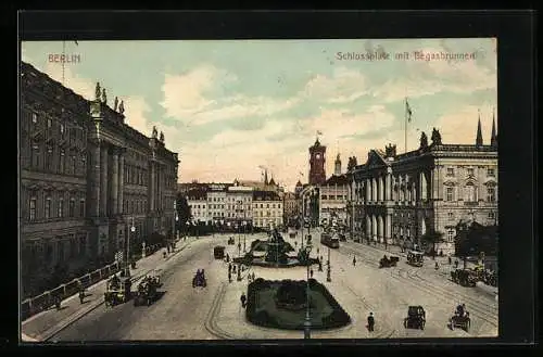 AK Berlin, Schlossplatz mit Begasbrunnen