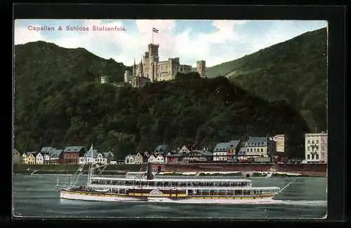 AK Capellen, Dampfer Lohengrin vor dem Schloss Stolzenfels