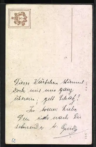 Künstler-AK sign. F. Beck: Junges Paar untern einem Apfelbaum