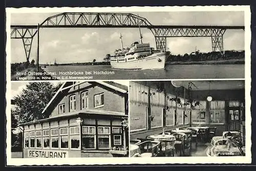 AK Hochdonn, Restaurant Zur Fähre, Veranda, Hochbrücke am Nord-Ostsee-Kanal