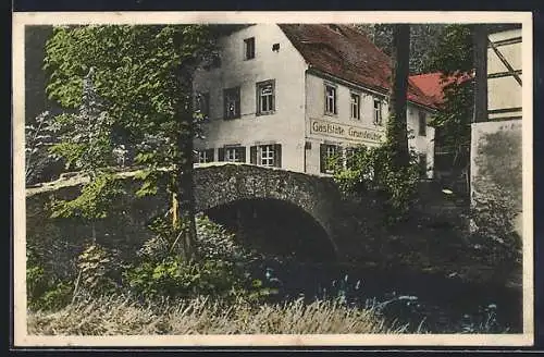 AK Liegau über Radeberg, Gasthaus Grundmühle im Seifersdorfer Tal