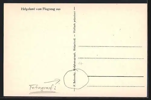 AK Helgoland, vom Flugzeug gesehen