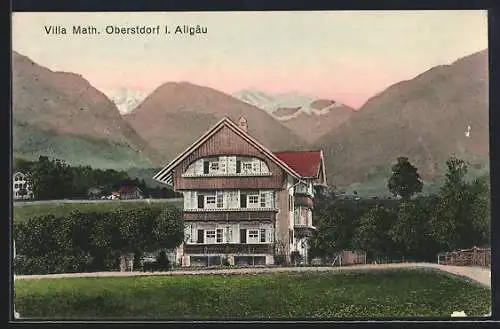 AK Oberstdorf / Allgäu, Hotel Villa Math, Vorderansicht