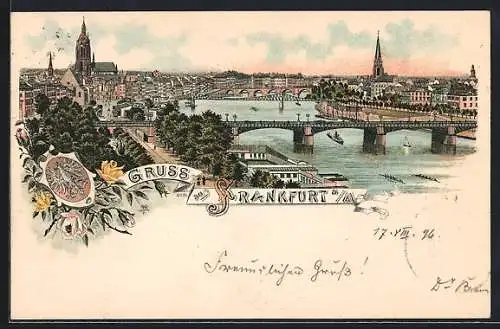 Lithographie Frankfurt, Blick auf die Stadt