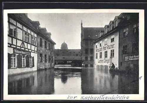 AK Nürnberg, Hochwasser-Katastrophe 1909, Peter Vischerstrasse mit Gasthaus