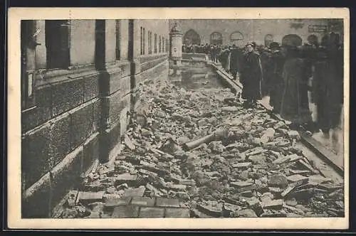 AK Nürnberg, Hochwasser 1909, Aufriss am Justizgebäude