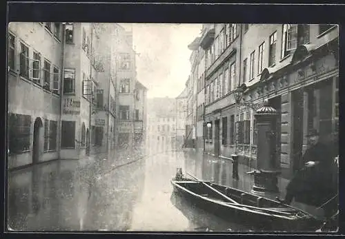 AK Nürnberg, Hochwasser-Katastrophe 1909, Tucherstrasse mit Geschäften