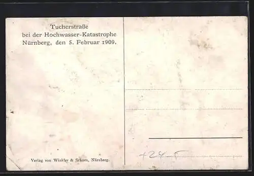 AK Nürnberg, Hochwasser-Katastrophe 1909, Tucherstrasse mit Geschäften