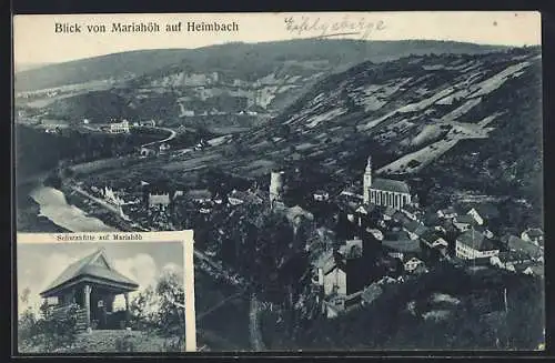 AK Heimbach / Aachen, Blick von Mariahöh, Schutzhütte auf Mariahöh