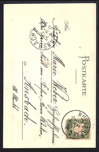 Vorläufer-Lithographie Nürnberg, 1895, Blick aufs Frauenthor