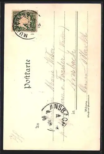 Lithographie München, Blick vom Karlsthor nach dem Bahnhofe