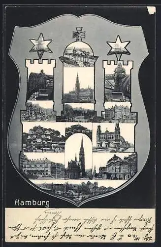 AK Hamburg, Ortsansichten mit Wappen