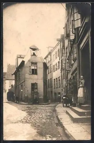 Foto-AK Bremen, Strasse am Jakobikirchhof mit Jakobsbrunnen 1890