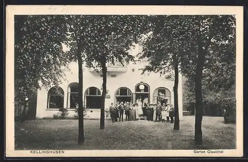 AK Kellinghusen, Der Garten des Gasthofs Clausthal, mit Gästen