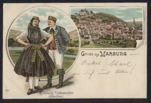 Lithographie Marburg, Hessische Volkstrachten, Schwälmer