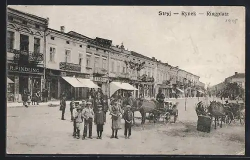 AK Stryj, Rynek, Pferdekutschen