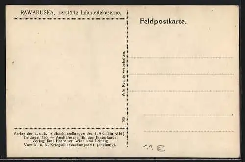 AK Rawaruska, Die zerstörte Infanteriekaserne