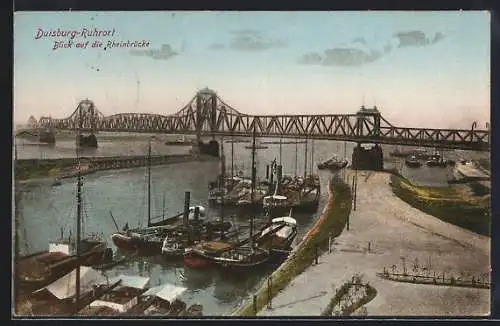 AK Duisburg, Brücke mit Hafen