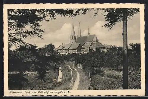 AK Duderstadt, Blick vom Wall auf die Propsteikirche