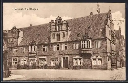 AK Stadthagen, Rathaus mit Gasthaus Ratskeller