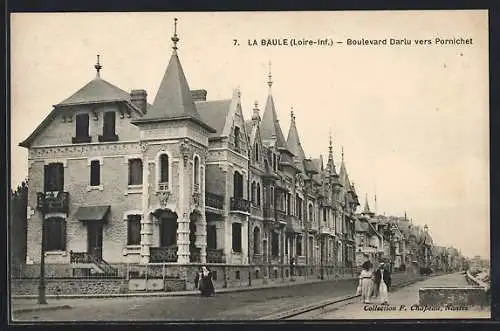 AK La Baule, Boulevard Darlu vers Pornichet avec maisons bourgeoises