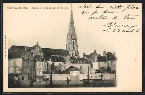 AK Châteaubriant, Place de la Motte et Église St-Nicolas