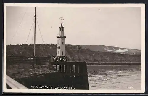 AK Folkestone, The Jetty, Leuchtturm