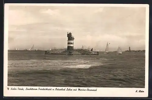 AK Kieler Börde, Leuchtturm Friedrichsort und Ostseebad Laboe mit Marine-Ehrenmal