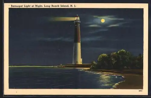 AK Long Beach Island, N. J., Barnegat Light at Night, Leuchtturm