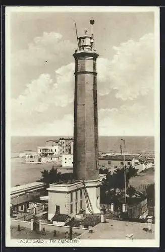 AK Port Said, The Ligt-house, Leuchtturm mit Blick zum Meer