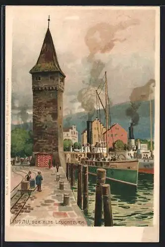 Künstler-AK Zeno Diemer: Lindau / Bodensee, am alten Leuchtturm