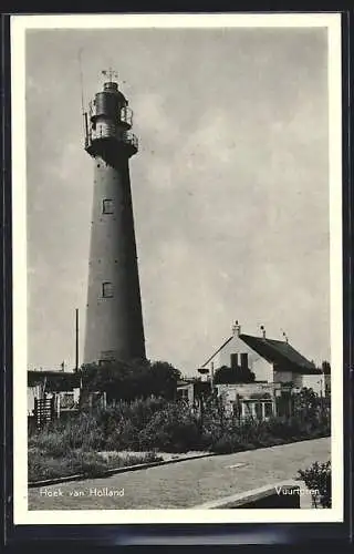 AK Hoek van Holland, Leuchtturm mit Strasse