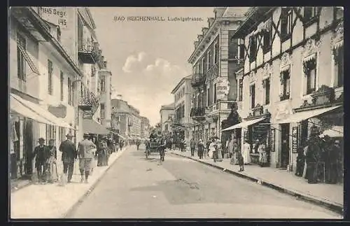 AK Bad Reichenhall, Ludwigstrasse mit Cafe-Conditorei, Kutsche