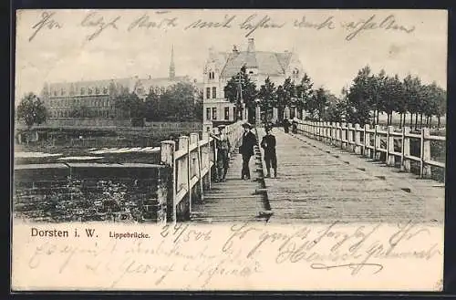 AK Dorsten i. W., Lippebrücke mit Ortspanorama