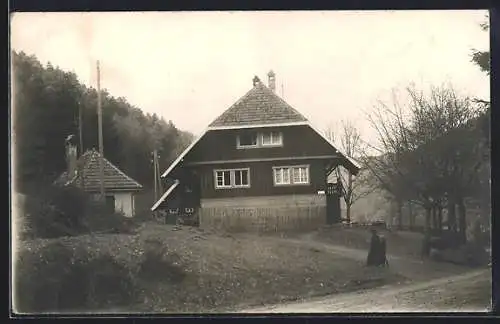 Foto-AK Engelsbrand, Gasthaus zum Grösseltal am Waldrand um 1916