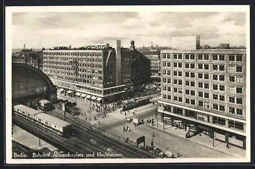 AK Berlin, Bahnhof Alexanderplatz und Hochhäuser