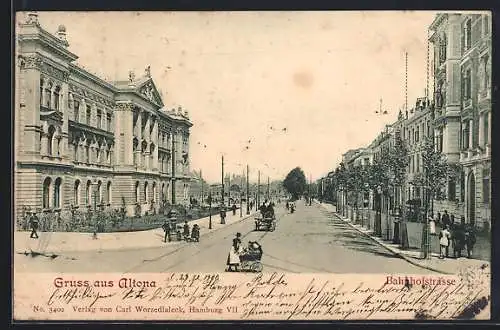 AK Hamburg-Altona, Blick in die Bahnhofstrasse