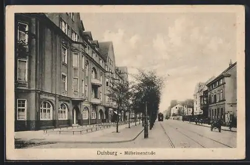 AK Duisburg, Mülheimerstrasse mit Strassenbahn