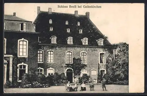 AK Geilenkirchen, Familie Freiherr von Goltstein vor dem Schloss Breill