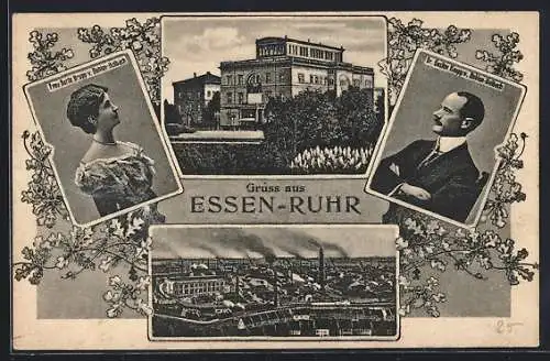 AK Essen /Ruhr, Fabriken, Frau Berta Krupp von Bohlen-Halbach, dr. Gustav Krupp von Bohlen-Hlabach