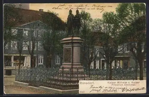 AK Ronsdorf, Am Kaiser Wilhelm u. Kaiser Friedrich Denkmal