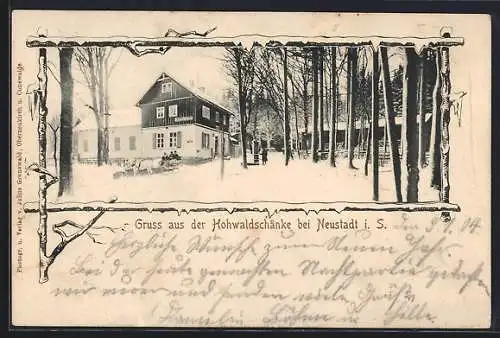 AK Neustadt i. S., Gasthaus Hohwaldschänke im Winter