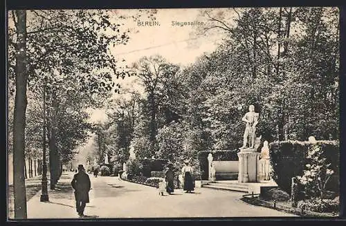 AK Berlin-Tiergarten, Siegesallee mit Standbildern