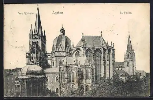 AK Aachen, Dom Südseite und Kirche St. Foillan