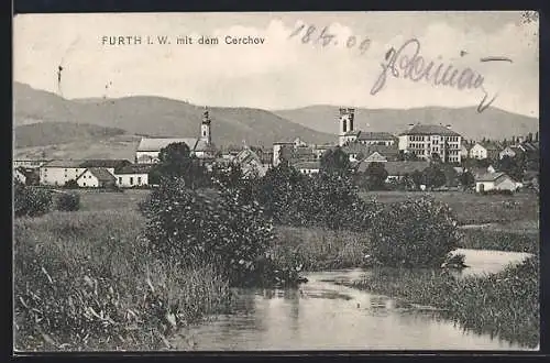 AK Furth i. Wald, Panoramaansicht mit Blick zum Cerchov