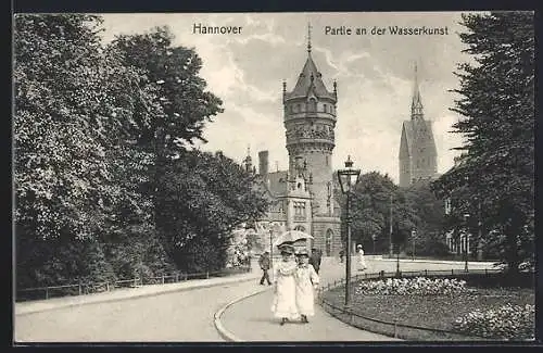 AK Hannover, Strassenpartie an der Wasserkunst