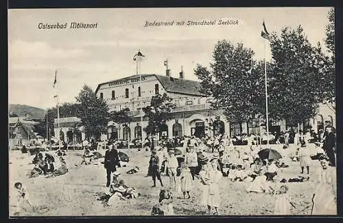 AK Möltenort, Ostseebad, Bodestrand mit Strandhotel Seeblick