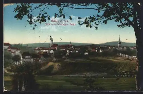 AK Königsbrück, Blick vom Scheibingen Berge auf den Ort