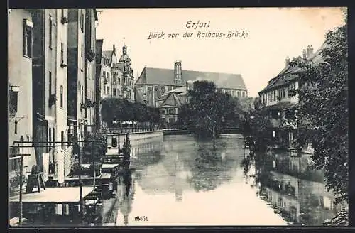 AK Erfurt, Blick von der Rathausbrücke