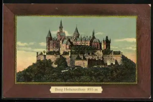 Künstler-AK Burg Hohenzollern, Gesamtansicht, Passepartout